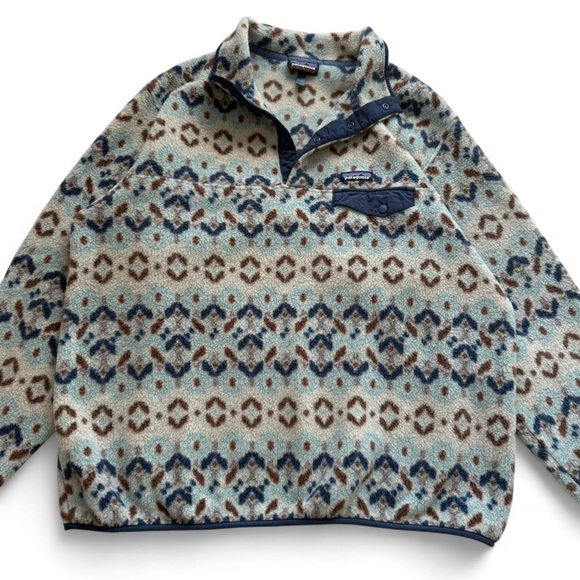patagonia synchilla tundra cluster blue sky snap-t fleece pullover size xxl - Picture 2 of 5